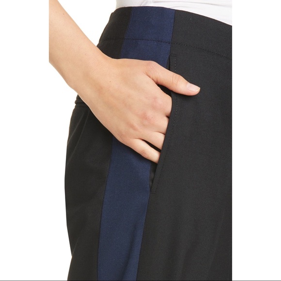 Club Monaco Wool Tuxedo Stripe Pants Black Base Cropped Ankle Size 4 NWT $179 - Picture 5 of 9